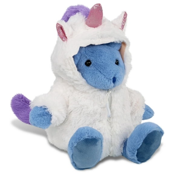 DolliBu Baby Blue Rabbit Unicorn Plush Stuffed Animal Toy - Super Soft Rabbit Unicorn Dress Up with Removable Plush Unicorn Outfit, Cute Rabbit Unicorn Fantasy Plush Gift with Unicorn Dress - 8 Inches
