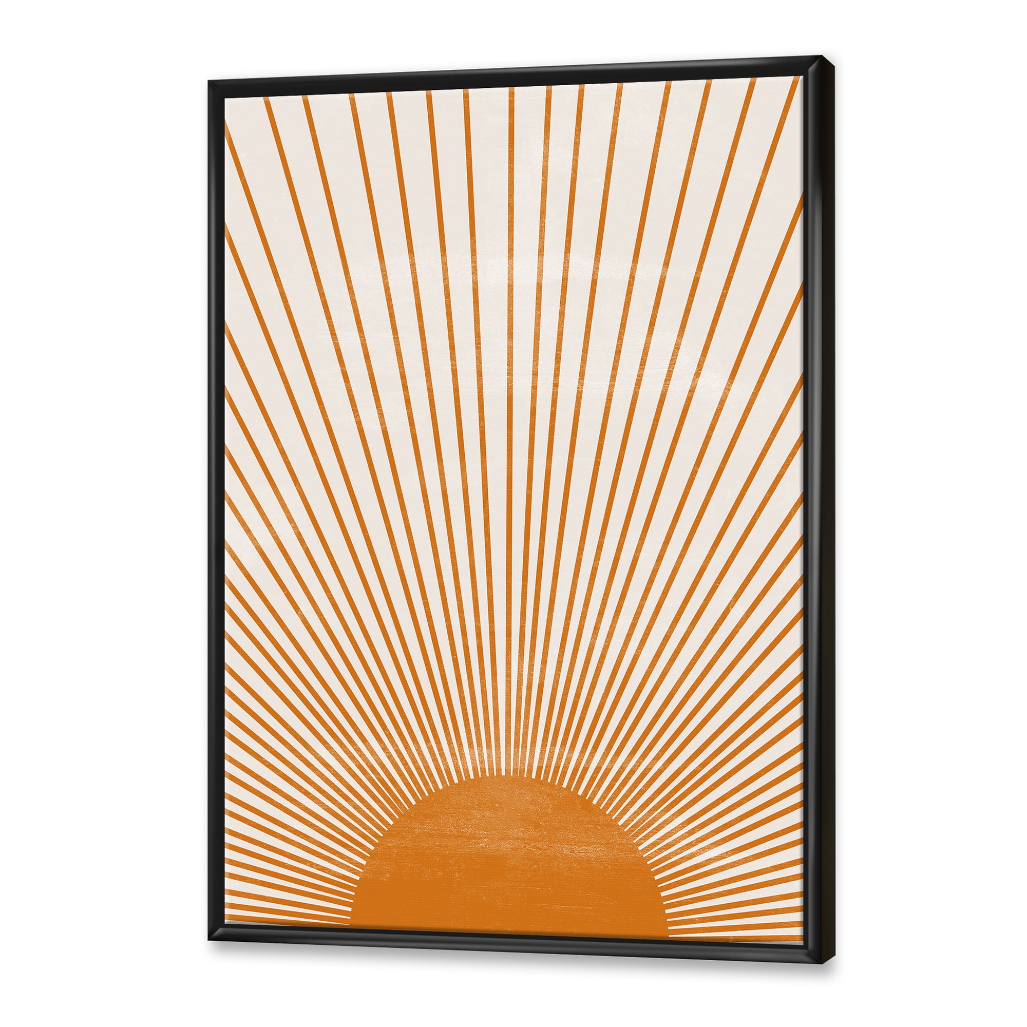 Designart 'Orange Sun Print On Beige III' Modern Framed Canvas Wall Art Print