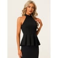 thumbnail image 2 of DARING DIVA Women's Beach Pleated Halter Neck Blouse Tops S Black, 2 of 6
