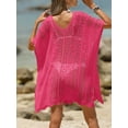 thumbnail image 3 of Liacowi Women Beach Cover Up Solid Color Cutout V-Neck Summer Swimsuit Coverup Crochet Bathing Suit Cover Ups Dresses, 3 of 4