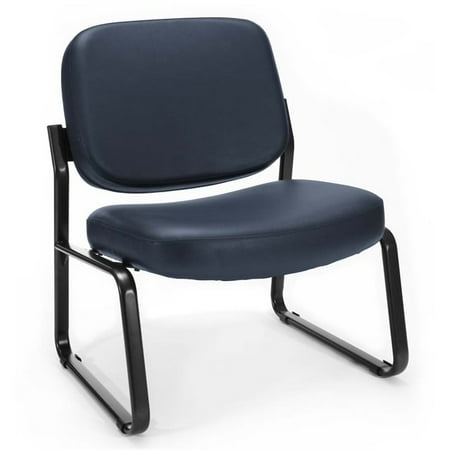 Navy Faux Leather - Scranton & Co Big and Tall Faux Leather Guest Reception Chair in Navy