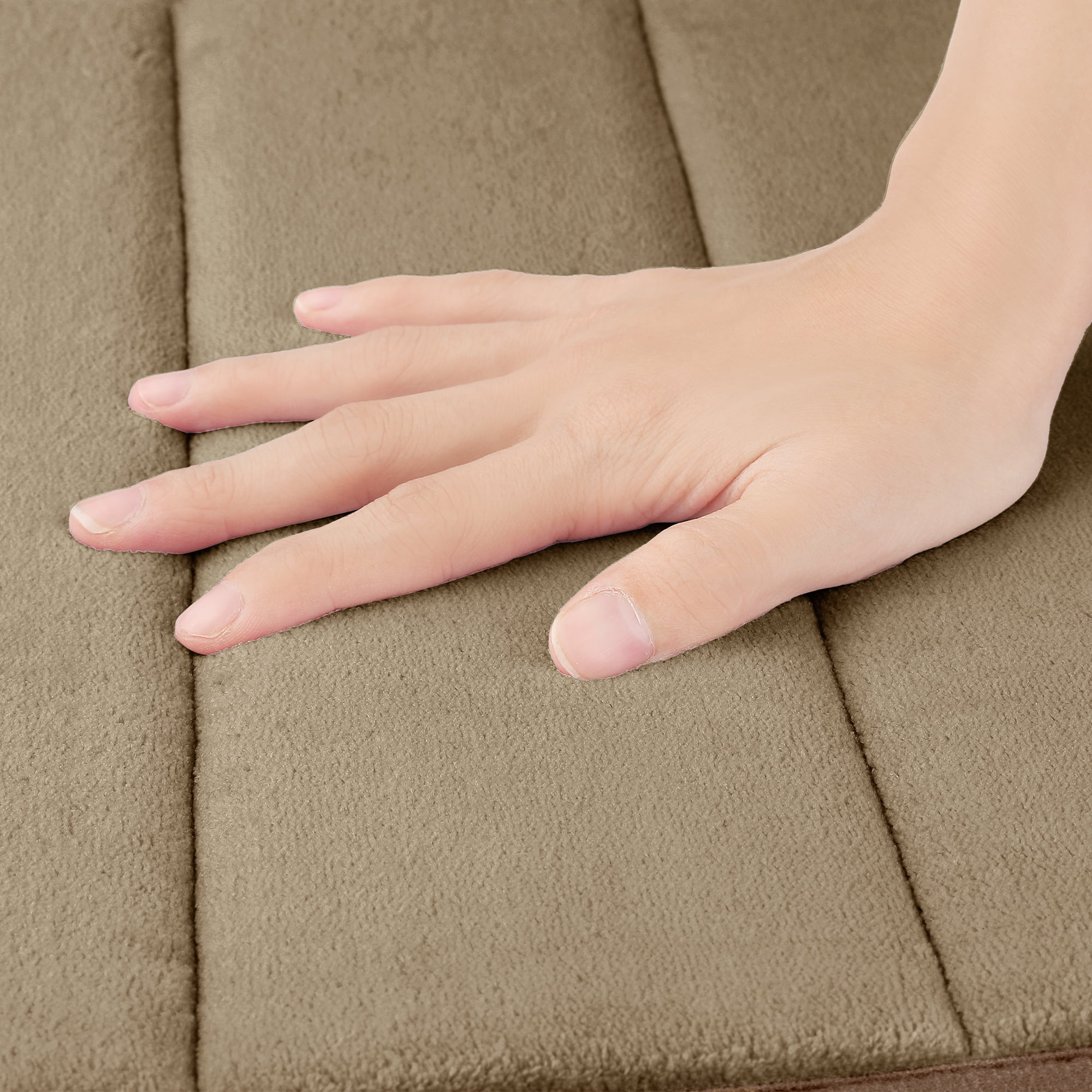 Unique Bargains 2 Pcs Soft Thick Absorbent Quick Dry Bathroom Bath Rugs Non Slip Brown/Green 16" x 24"