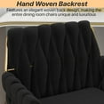 thumbnail image 5 of Velvet Modern Home Office Vanity Chair, 360° Swivel Adjustable Height Makeup Desk Chair with Golden Base and Hand Woven Backrest for Bedroom/Study/Vanity (Black), 5 of 16