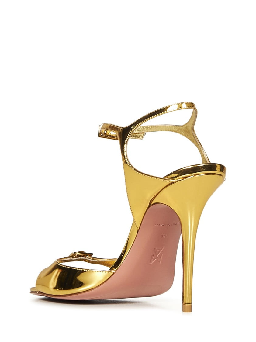 サンダル・ミュール Amina Muaddi Golden Sandals With 105Mm Heel And Elegant Amina Muaddi Golden Sandals With 105Mm Heel And Elegant