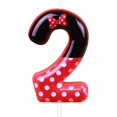thumbnail image 1 of Bougies d'Anniversaire Souris Rouges (Rouge à Pois Blancs, Numéro 2), 1 of 7