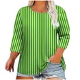 thumbnail image 2 of Jienlioq Hauts pour Femmes T-Shirt Imprimé à Col Rond à Manches Trois Quarts 3/4 pour Femmes Grande Taille Haut Ample, 2 of 4