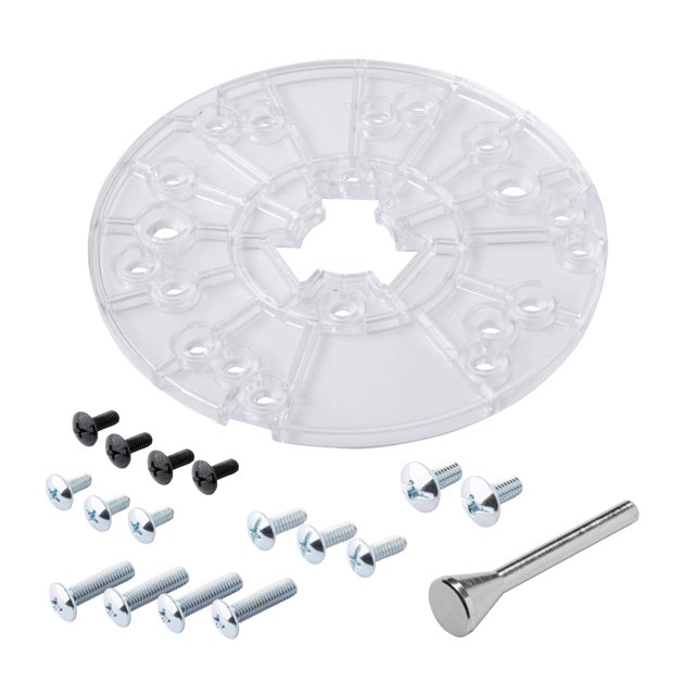 Placa base para router POWERTEC de 6-5/8 pulgadas con pin de centrado transparente