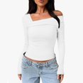 thumbnail image 2 of Women's Long Sleeve Tops Elegant Off The Shoulder Sweater Knitted Blouses T Shirts, 2 of 5