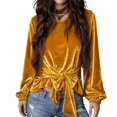 thumbnail image 3 of Basysin Velvet Tops for Women Dressy Casual Crewneck Long Sleeve Shirt Fall Winter Fashion Party Blouses Crew Neck Sweatshirts Women Y2k Tops For Women, 3 of 6
