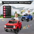 thumbnail image 4 of Licensed Ford Raptor F150 12V Kids Electric Car Ride On Toy, Battery Powered Ride on Truck with Remote Control, Lights, Music, 3 Speeds, 4 Wheel Suspension Ride on Car for 3-5 Year Boys Girls, Red, 4 of 9