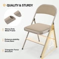 thumbnail image 3 of VINGLI Folding Chairs with Padded Seats, Metal Frame with Fabric Seat & Back, Capacity 350 lbs, Khaki, Set of 10, 3 of 9