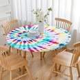 thumbnail image 3 of Colorful Tie Dye Pattern Round Fitted Tablecloth with Elastic Edge,Dining Table Cover Waterproof,Outdoor Round Tablecloth for Camping,Dining,Indoor and Outdoor, 3 of 7