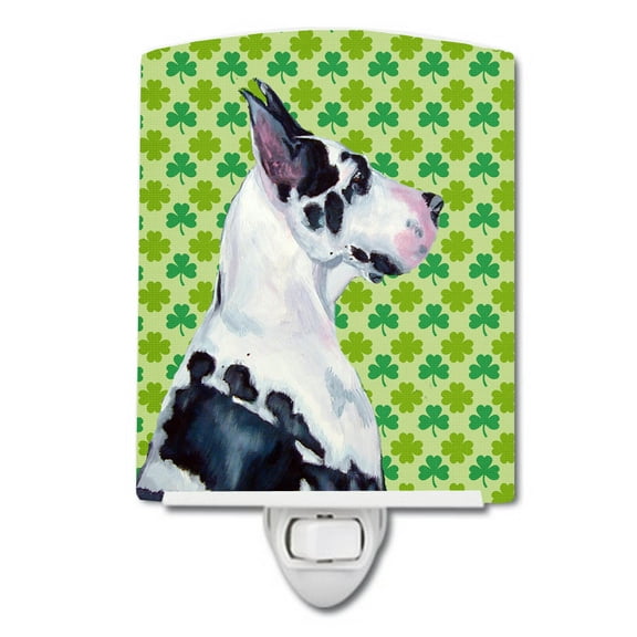 Caroline's Treasures LH9191CNL Great Dane St. Patrick's Day Shamrock Portrait Ceramic Night Light, 6x4x3", multicolor
