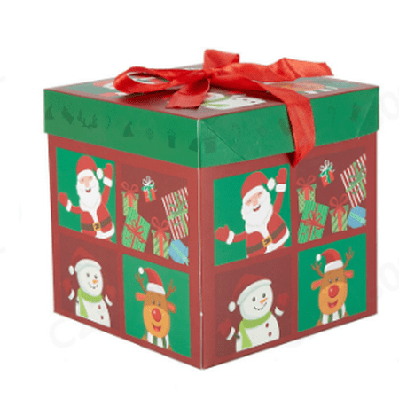 

Vixolx Christmas Nesting Gift Boxes with Lid Xmas Nested Box Set Square Stackable Santa Claus Snowman Reindeer Paper Box Tower Decorations with Satin Ribbon for Home Holiday Party on Clearance