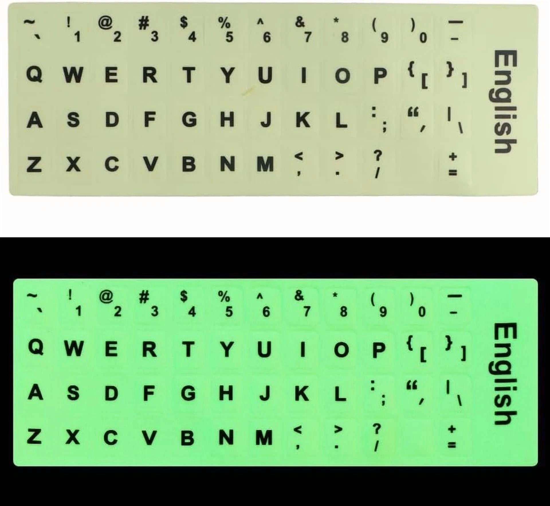 CRESTIN- 2 Pcs Universal English Keyboard Stickers, Glow In The Dark English Letter Ke...