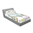 thumbnail image 2 of Ambesonne Cartoon Fitted Sheet & Pillow Sham Set, Bicycle Love Words, Twinxl, Multicolor, 2 of 2