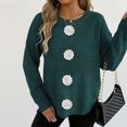 thumbnail image 6 of Zedker Casual Solid Color Fashion Three-Dimensional Decoration Crewneck Sweaters for Women, Comfy Loose Pullover Knitted Tops for Fall,Green,L, 6 of 6