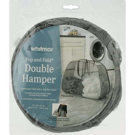 whitmor pop and fold double hamper  paloma gray