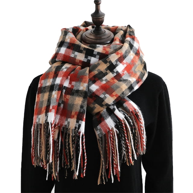 Bufanda de otoño invierno para mujer, bufanda clásica Sugezi, bufanda cálida a cuadros