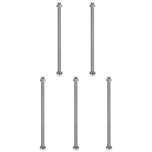 M5 x 120mm 304 Acero Inoxidable Tornillos Hexagonales, Tuercas, Kit de Surtido de Arandelas Planas y de Bloqueo, 5 Juegos