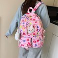 thumbnail image 5 of Weebloom Large School Backpack With Lunch Box Pencil Case For Kids Girls Cute 4Pcs Floral School Bags Set Cartoon Lightweight Travel Daypack Cute Bookbag Middle High School College Pink, 5 of 6