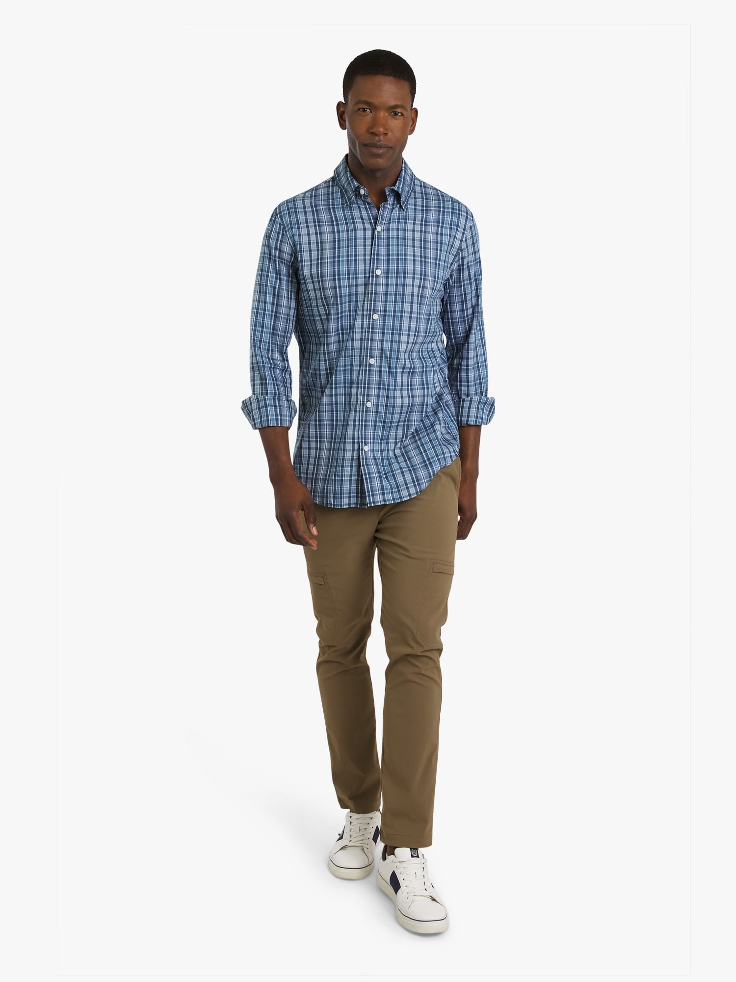 Chaps Men's & Big Men's Long Sleeve Flex Twill Yarn-Dye Woven Shirt, Sizes S-3XL