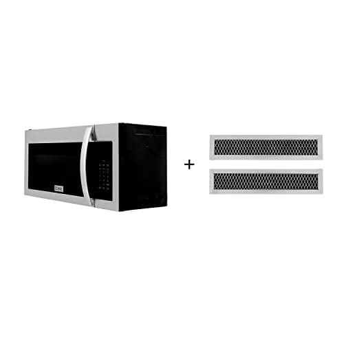 ZLINE 30" 1.5 cu. ft. Over the Range Microwave in Stainless Steel with Modern Handle and Set of 2 Charcoal Filters (MWO-OTRCF-30)