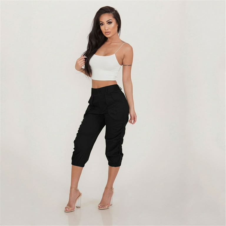 Cargo Pants for Women Pocket Capris Crop Pants Summer Casual Loose Cropped  Pants With Pockets
