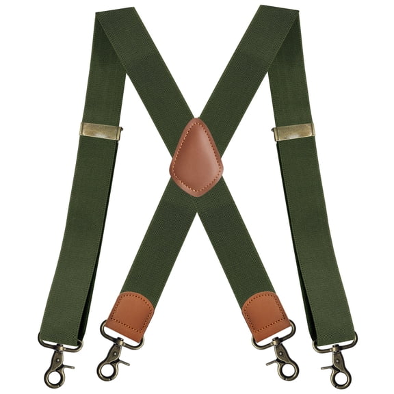 Vintage Suspenders for Men Heavy Duty 4 Snap Hooks for Belt Loops Adjustable X Back Work Suspenders