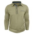 thumbnail image 4 of Men's Business Casual Polo Shirts Classic Long Sleeve Turndown Tops Cotton Golf Henley Tops with Pocket, 4 of 6