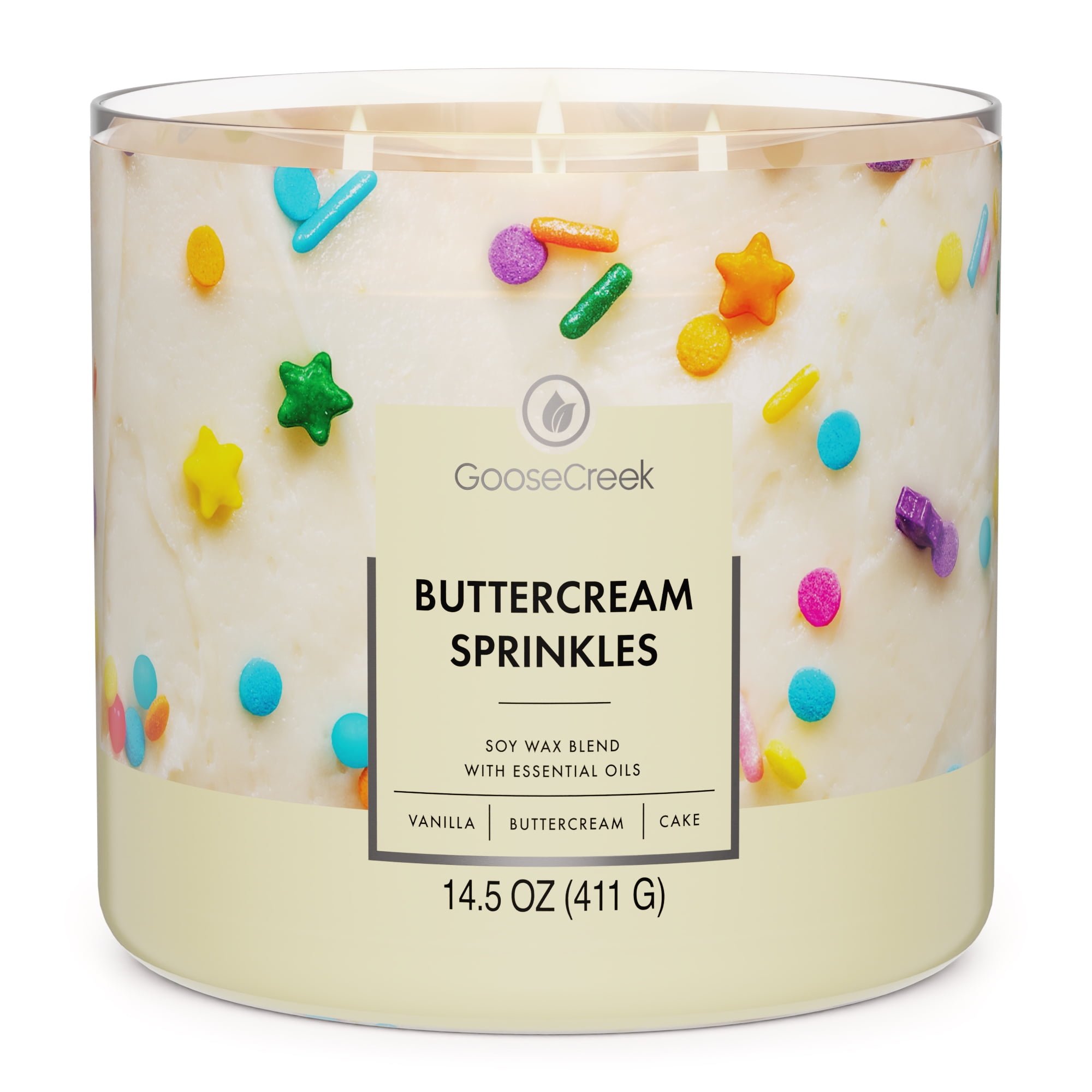 (4 pack) Goose Creek 3-Wick Buttercream Sprinkles Scented Jar Candle, 14.5oz.