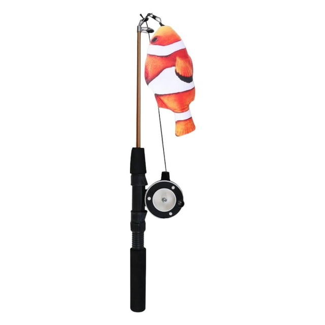 Yinanstore Telescopic Fishing Toy Catcher Exerciser for Indoor Outdoor Fun Playing Exercise Interactive Retractable from 41.5cm to 68cm Sturdy Clownfish