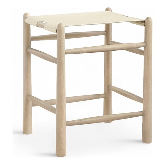 Meridian Furniture Santos Cream Vegan Leather Upholstered Counter Stool
