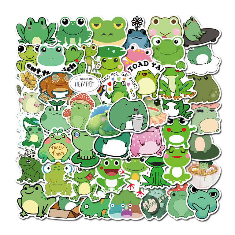 100PCS Kawaii Frog Stickers Cartoon Animal Cute Frogs Graffiti Stuff  Sticker Decors For Bedroom Livingroom Walls Phone Case Skateboard Notebook  Waterp