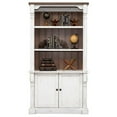 thumbnail image 2 of Bowery Hill Rustic Wood Bookcase With Doors Storage Cabinet in White, 2 of 6