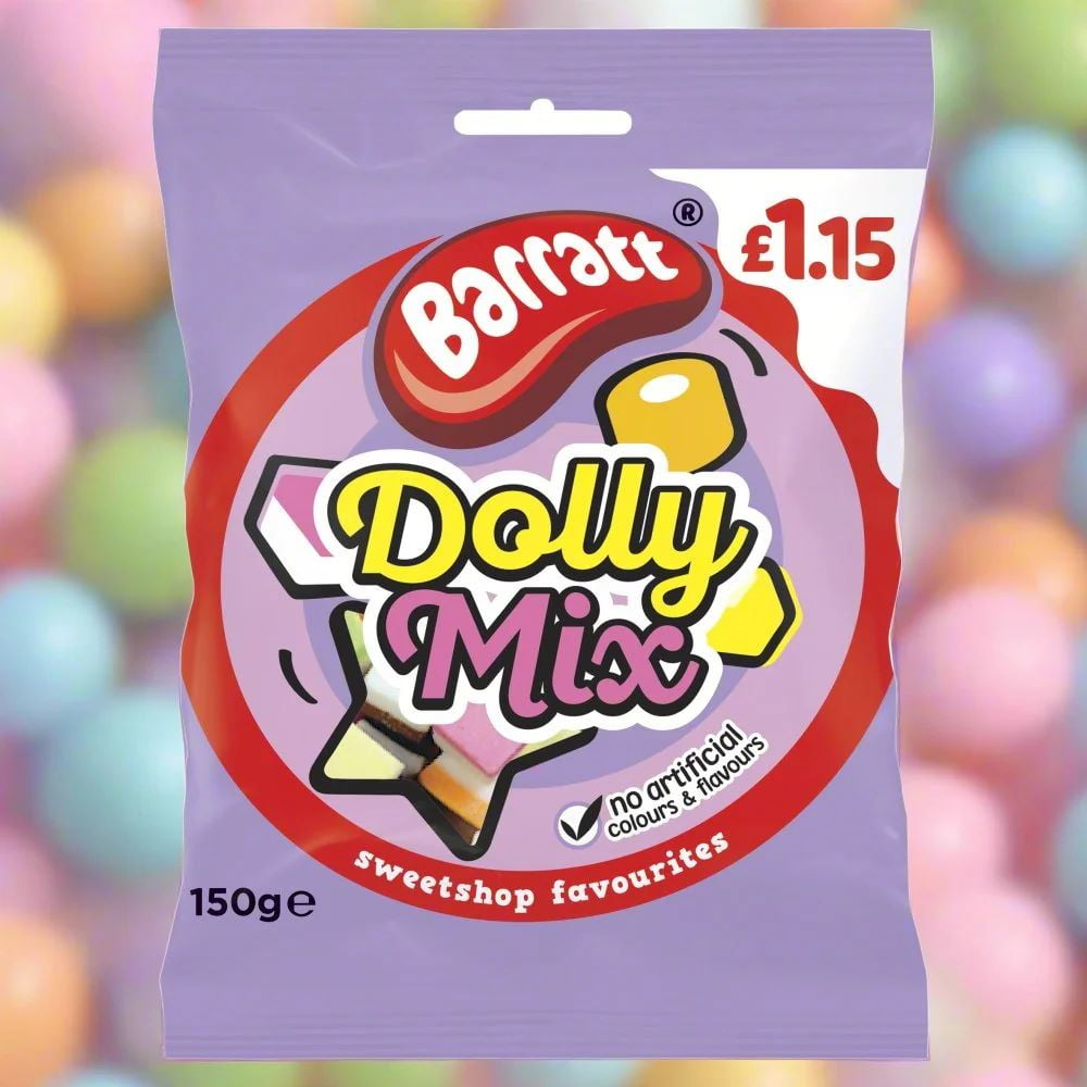 Barratt Dolly Mix Multicoloured Candy and Jelly Sweets (150g x 12)