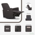 thumbnail image 4 of Evolur Harlow Deluxe Upholstered Glider, Power Recliner USB Port with in-Built Massager, Charcoal, 4 of 7