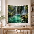 thumbnail image 5 of Multiple Waterfalls in Turquoise Pool, Serene Watercolor for Nature Lovers, Lush Forest Wall Art, Housewarming Gift, Tapestry Wall Hanging for Bedroom and Living Room, 5 of 7