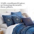 thumbnail image 6 of Southshore Fine LinensOversized 6-Piece Quilt Bedding Set lightweight, soft includes reversible King quilt, 2 matching shams, three throw pillows, Midnight Floral Blue, King / California King, 6 of 8