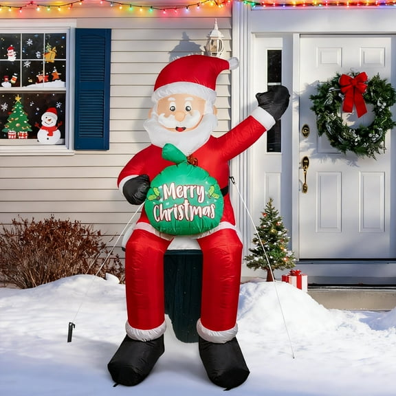 6FT Christmas Inflatables Outdoor Decorations, Climbing Santa Christmas Inflatable Christmas Yard Decorations, Christmas Blow up Yard Decorations for Outdoor Indoor Yard Decor