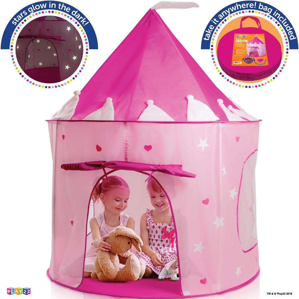 Play22USA Play Tent Princess Castle Pink - Kids Tent Features Glow 