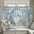 thumbnail image 4 of Teal Coastal Shell Sheer Curtains 54 Inches Length 2 Panels Set, Window Sheer Curtains for Living Room/Bedroom, Summer Nautical Ocean Starfish Coral Light Filtering Rod Pocket Curtain 52'' x 54'' x 2, 4 of 7