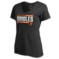 thumbnail image 2 of Women's Black Baltimore Orioles Onside Stripe V-Neck T-Shirt, 2 of 3