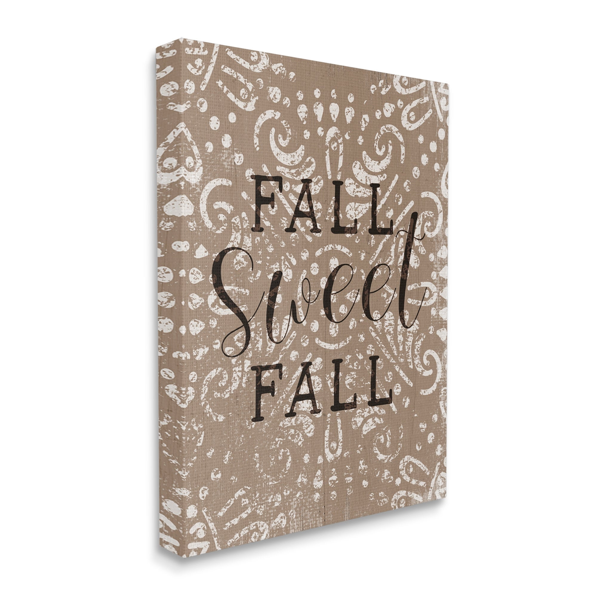 Stupell Industries Fall Sweet Fall Phrase Vintage Brown Fractal Pattern, 24 x 30,Design by Daphne Polselli