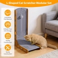 thumbnail image 5 of Qiyester L-Shaped Cat Scratching Board Pet Scratcher Large Lounge Vertical & Horizontal Scratching Post Furniture Protector (Model 1), 5 of 10