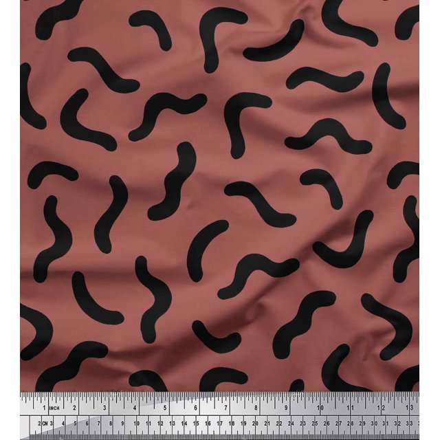 Soimoi Brown Rayon Crepe Fabric Brush Stroke Abstract Print Fabric by Yard 46 Inch Wide