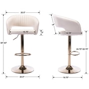 Guyou Modern Swivel Bar Stools Set of 2, Adjustable PU Leather Counter Bar Chairs with Footrest for Kitchen Island Dining Room, Cream