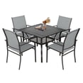 thumbnail image 3 of SUNCROWN 5-Piece Outdoor Patio Dining Set with Metal Steel Square Table with 1.57" Umbrella Hole,  Textilene Chairs for 4-Person, Gray, 3 of 7