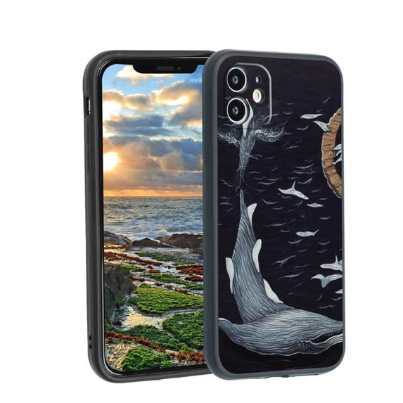 Compatible with iPhone 12 Phone Case, Whale-6-3 Case Men Women, Flexible Silicone Shockproof Case for iPhone 12