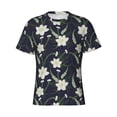 thumbnail image 4 of Vsdgher Lilies Flowers Print Men's Dry Fit Mesh Athletic Shirts Moisture Wicking Tennis T-Shirt Tops, 4 of 9